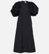 Noir Kei Ninomiya Womens Black Puff-sleeved Flared-hem Cotton-poplin Midi Dress In Black