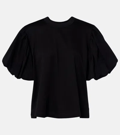 Noir Kei Ninomiya Puff-sleeve Cotton Jersey T-shirt In Black