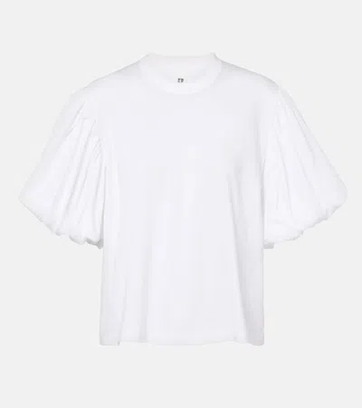 Noir Kei Ninomiya Puff-sleeve Cotton Jersey T-shirt In White