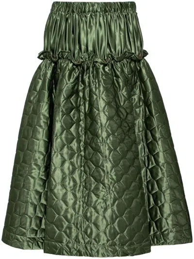 Noir Kei Ninomiya Quilted Skirt In Khaki
