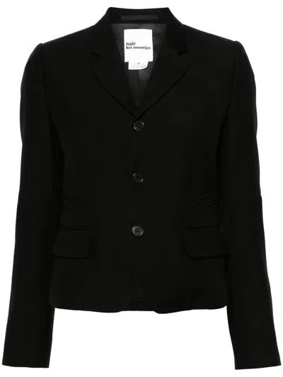 Noir Kei Ninomiya Ribbed-panels Single-breasted Blazer In Black