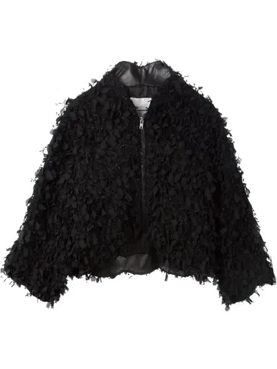Noir Kei Ninomiya Ribbon Cropped Jacket In Black