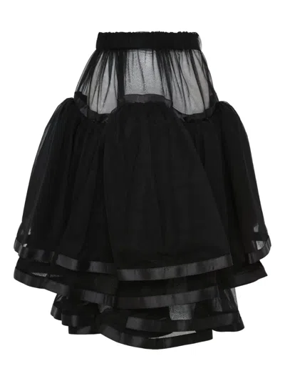 Noir Kei Ninomiya Ribbon-trimmed Tulle Mini Skirt In Black