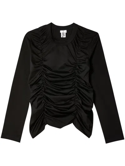 Noir Kei Ninomiya Ruched Cotton Blouse In Black
