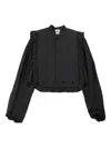 NOIR KEI NINOMIYA RUFFLE-DETAIL CROPPED BLOUSE