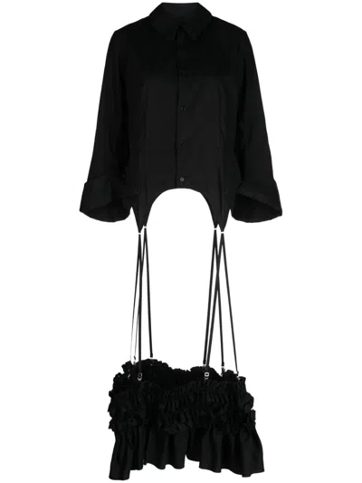 Noir Kei Ninomiya Ruffle-detailing Cotton Shirt In Black