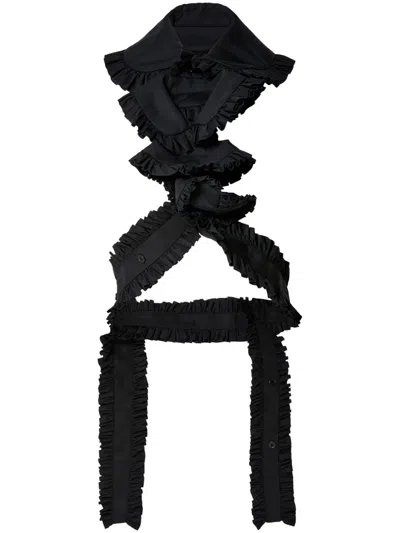 Noir Kei Ninomiya Ruffle-detailing Cotton Top In Black