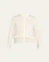 Noir Kei Ninomiya Ruffle Mixed-media Crewneck Cardigan In White