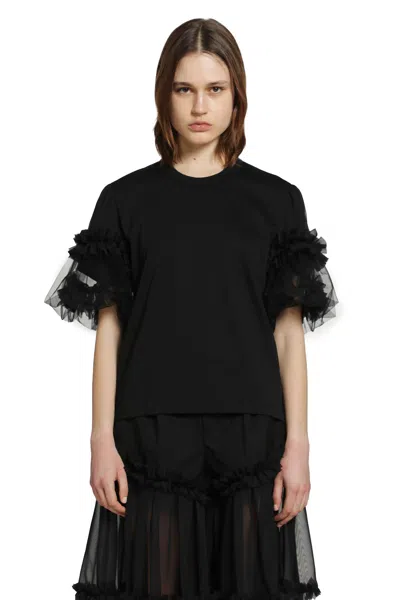 Noir Kei Ninomiya Ruffle Short Sleeve T-shirt In Black