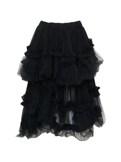 Noir Kei Ninomiya Ruffled A-line Midi Skirt In Black