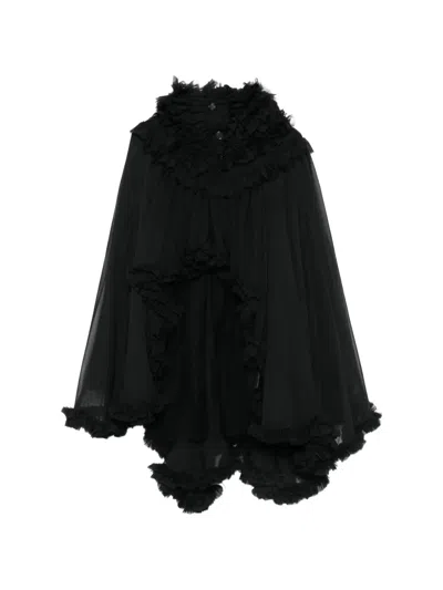 Noir Kei Ninomiya Ruffled Asymmetric Cape In Black