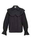 Noir Kei Ninomiya Ruffled Broad Cotton Top In Black