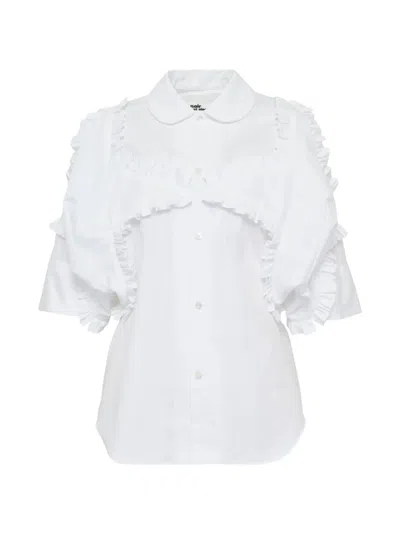 Noir Kei Ninomiya Ruffled Cotton Shirt In White