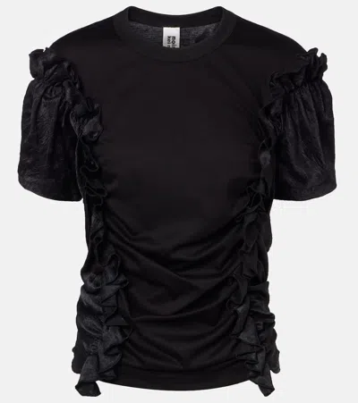 Noir Kei Ninomiya Ruffled Cotton Top In Black