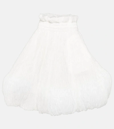 Noir Kei Ninomiya Ruffled Cupro-blend Midi Skirt In White