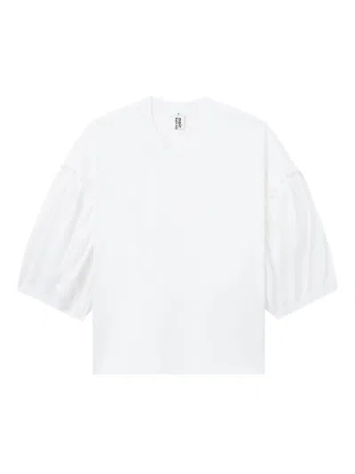 Noir Kei Ninomiya Ruffled-detail Puff-sleeve T-shirt In Black