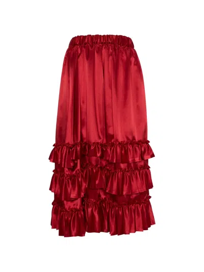 Noir Kei Ninomiya Ruffled Elasticated-waist Maxi Skirt In Red
