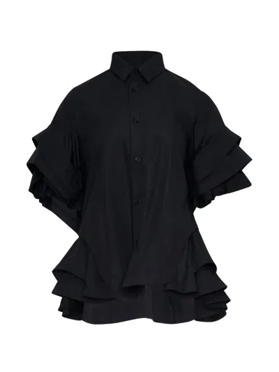 Noir Kei Ninomiya Ruffled Flared Blouse In Black