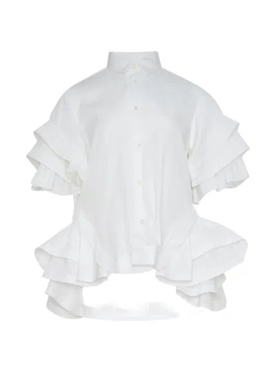 Noir Kei Ninomiya Ruffled Flared Shirt In White