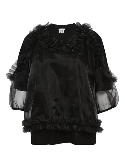 Noir Kei Ninomiya Ruffled Organza Tee In Black