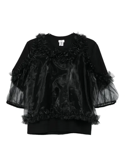 Noir Kei Ninomiya Ruffled Overlay Top In Black