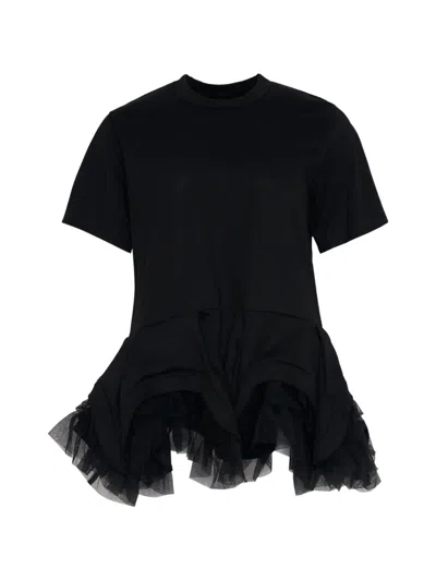 Noir Kei Ninomiya Ruffled Peplum T-shirt In Black