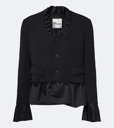 Noir Kei Ninomiya Ruffled Peplum Wool Jacket In Black