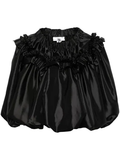 Noir Kei Ninomiya Ruffled Satin Blouse In Black