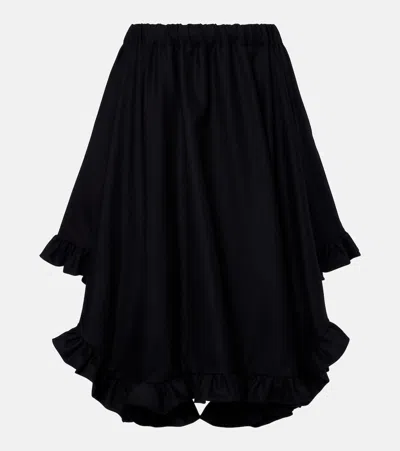 Noir Kei Ninomiya Ruffled Tiered Wool Midi Skirt In Black