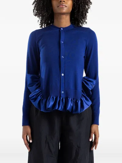 Noir Kei Ninomiya Ruffled Wool Cardigan In Blue