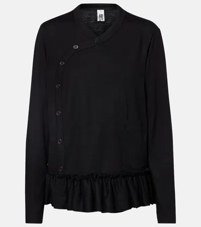 Noir Kei Ninomiya Ruffled Wool Top In Black