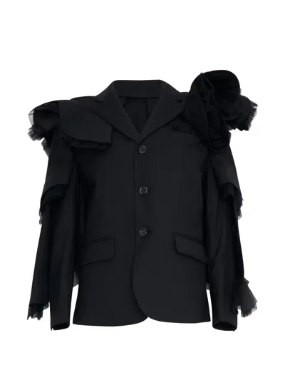 Noir Kei Ninomiya Ruffled-detail Blazer In Black