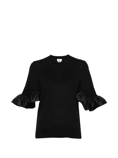 Noir Kei Ninomiya Ruffled-cuff Wool Sweater In Black