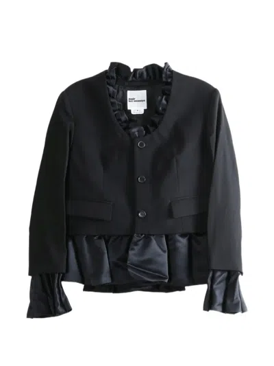 Noir Kei Ninomiya Ruffled-trim Wool Jacket In Black