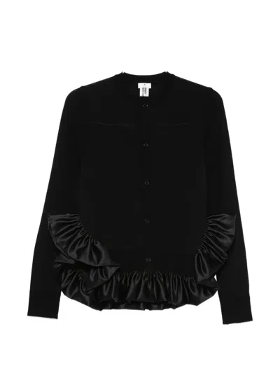 Noir Kei Ninomiya Ruffle-hem Cardigan In Black
