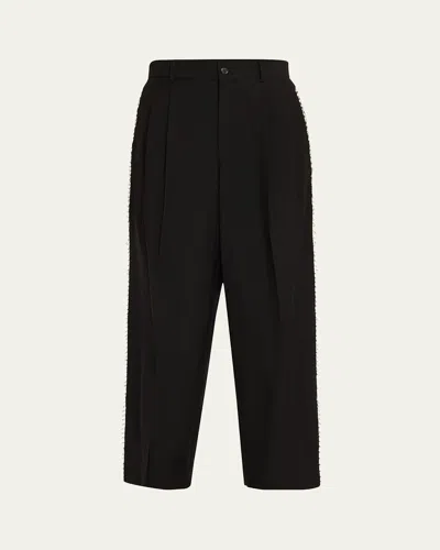 Noir Kei Ninomiya Safety Pin Pleated Wool Pants In 1 Black