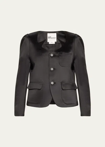 Noir Kei Ninomiya Satin Button-front Jacket In Black