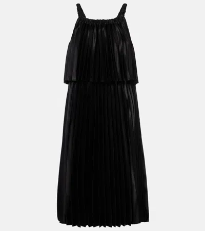Noir Kei Ninomiya Satin Midi Dress In Black