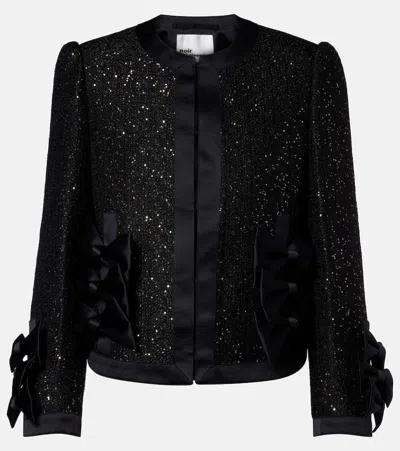 Noir Kei Ninomiya Bow-embellished Sequinned Jacket In Black