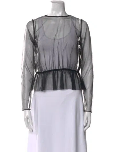 Pre-owned Noir Kei Ninomiya Scoop Neck Long Sleeve Crop Top In Black