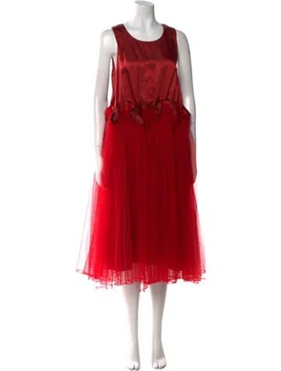 Pre-owned Noir Kei Ninomiya Scoop Neck Midi Length Dress W/ Tags In Red