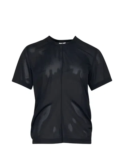 Noir Kei Ninomiya Sheer Ruched-back T-shirt In Black