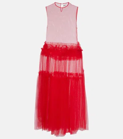 Noir Kei Ninomiya Sheer Tulle Maxi Dress In Rot