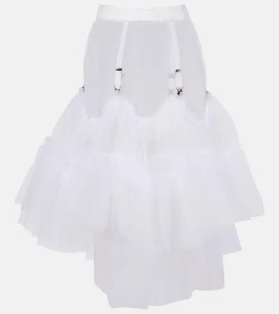 Noir Kei Ninomiya Sheer Tulle Midi Skirt In Weiss