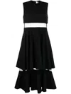 Noir Kei Ninomiya Mesh-trimmed Wool Midi Dress In Black