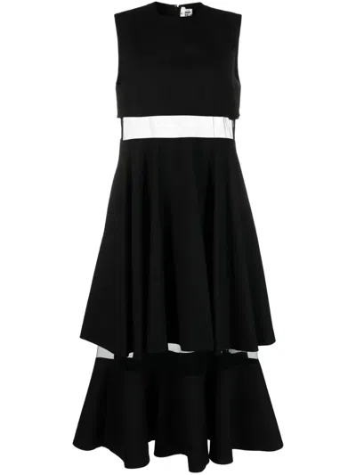 NOIR KEI NINOMIYA SLEEVELESS WOOL MID DRESS