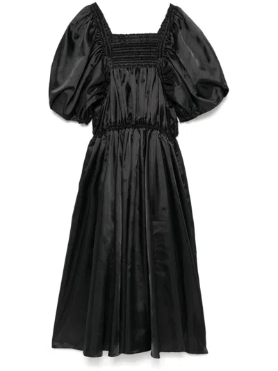 Noir Kei Ninomiya Shirred Midi Dress In Black
