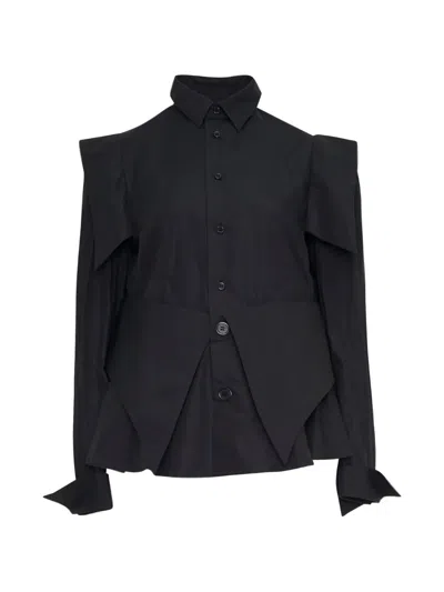 Noir Kei Ninomiya Structured Layered Blouse In Black