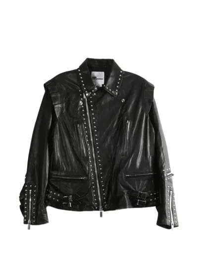 Noir Kei Ninomiya Stud-embellished Ruffled Jacket In Blue