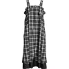 Noir Kei Ninomiya Suspender Strap Check Wool Gabardine Midi Dress In Black X White